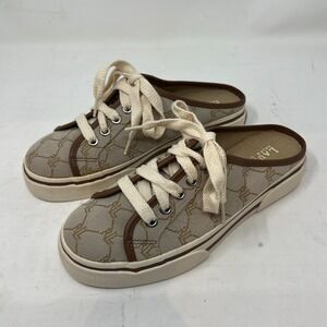 Ralph‎ Lauren Cissy Camel Signature Fabric Mule Sneaker Women's Size 7B VTG NEW